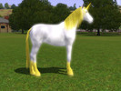 Sims 3 — Fru Fru Horse- Unicorn by karlaparla — Fru Fru Horse Gorgeous white horse with yellow mane, tail and horn. Fru