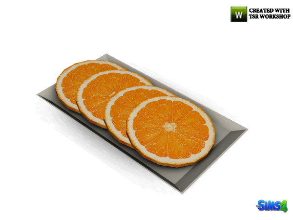 Sims 4 — kardofe_Breakfast nook_Dish with oranges by kardofe — Tray with appetizing orange slices, just decorative 