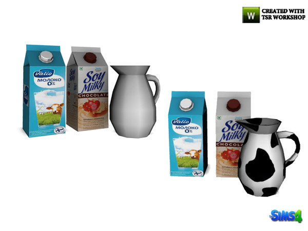 Sims 4 — kardofe_Breakfast nook_Milk by kardofe — Two milk tetrabricks and a jug, decorative only 