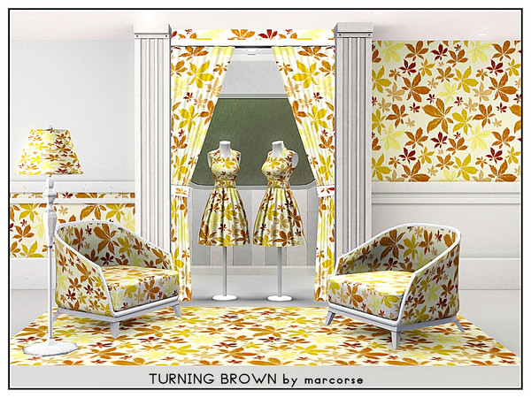 Sims 3 — Turning Brown_marcorse by marcorse — Fabric pattern: leaves in the various shades of Autumn.