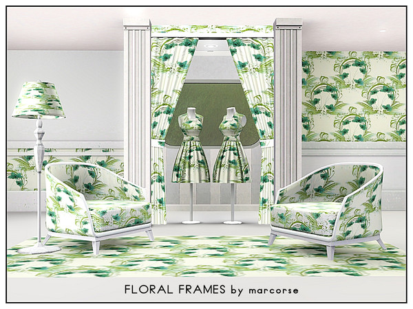 Sims 3 — Floral Frames_marcorse by marcorse — Abstract pattern: circular frame filled with stylised flowers - in blurred