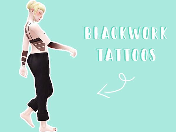 Sims 4 — [ Blackwork V1 ] Tattoos by eirflower — A set of blackwork style tattoos with options for every part of your