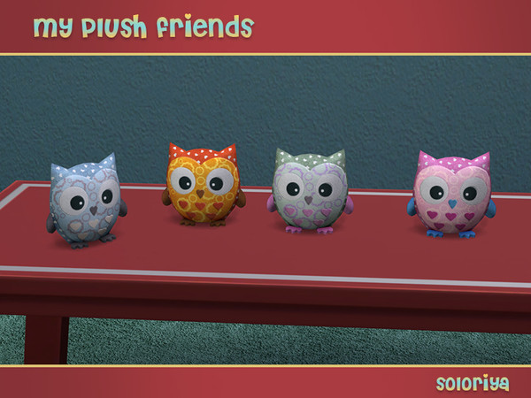 Sims 4 — My Plush Friends Owl, Decorative Toy by soloriya — Owl, decorative toy. 4 color variations. Part of My Plush