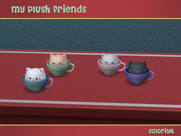 Sims 4 — My Plush Friends Cat in a Cup by soloriya — Cat in a cup, decorative toy. 4 color variations. Part of My Plush
