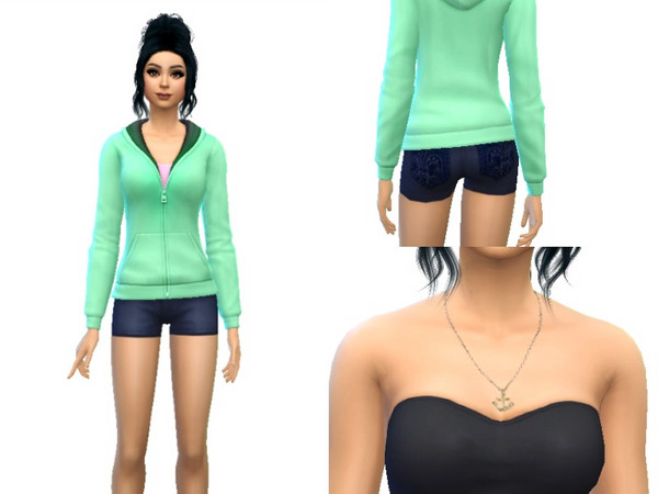 Sims 4 — Anchor set by DanaMcNelly225 — 1 style top 1 style miss me shorts 1 style necklace