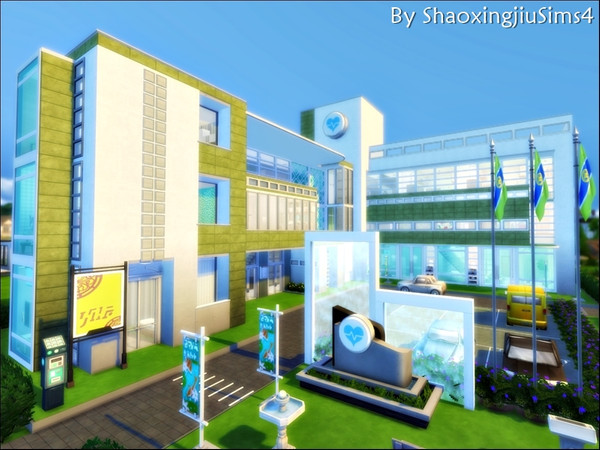 Sims 4 — Grass Hospital by jeisse197 — This is a well-equipped hospital to the players, Outdoor areas are parking spaces,