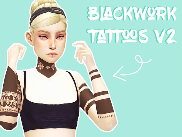 Sims 4 — [ Blackwork V2 ] Tattoos by eirflower — A set of blackwork style tattoos with options for every part of your