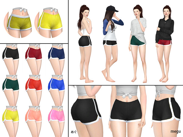 Sims 4 — [megu] AA Running Shorts by Megucho — have 9 colors. (base game mesh)