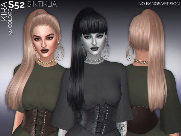 Sims 4 — Sintiklia - Hair s52 Kira no bangs by SintikliaSims — HQ texture Long ponytail covered back and front of body 30