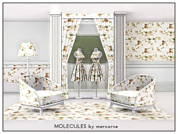Sims 3 — Molecules_marcorse by marcorse — Geometric pattern: DNA molecules in tan, pink and green