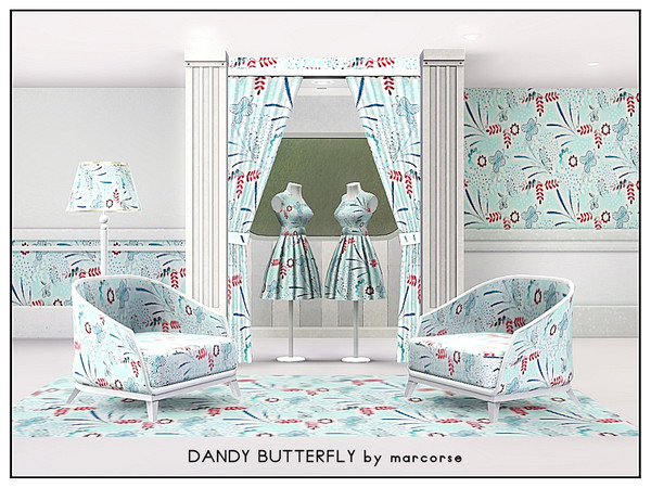 Sims 3 — Dandy Butterfly_marcorse by marcorse — Abstract pattern - gentle design featuring butterflies, grass, dandelion