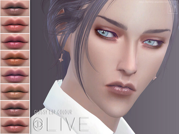 Sims 4 — [ Olive ] - Glossy Lip Colour by Screaming_Mustard — A set of natural and simple lip glosses. For males