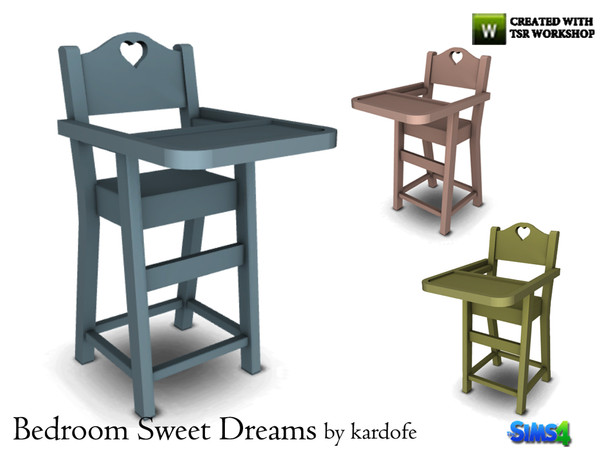 Sims 4 — kardofe_Bedroom Sweet Dreams_Highchair by kardofe — Infant highchair, made of wood, in three color options 