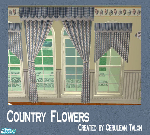 Sims 2 — Country Flowers Living - Curtains by Cerulean Talon — Your Sim can enjoy the gentle country life, even in an