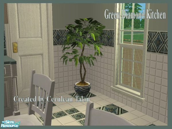 Sims 2 — Green Diamond Kitchen - Plant by Cerulean Talon — Lovely rich shades of greens, blues and crisp clean white