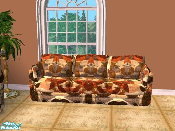 Sims 2 — Brown Leaf Value Sofa Set - Durable Sofa by drewsoltesz — This fabric texture and pattern were very popular in