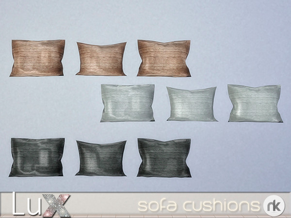 Sims 4 — Lux Living Sofa Cushions by nikadema — Three cushions that I made in three colors. *you'll need bb.moveobjects
