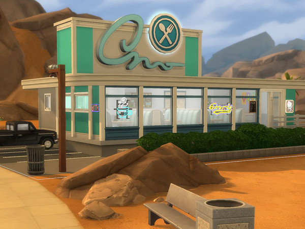 Sims 4 — Aaron's Place - Diner by CherryNellie — Aaron's Place is the typical diner that you meet while traveling, or