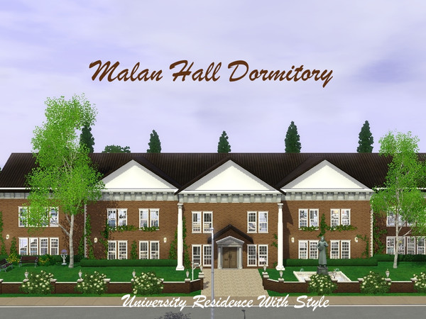 Sims 3 — Malan Hall Dormitory by jessesue2 — When enrollment at the Malan Hall Dorm dramatically dropped, the University