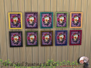 Sims 4 — Floral Skull Painting Full Set by Shelberbell — This is an elegant painting of a skull that is caressed by