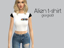 Sims 4 — alien t-shirt by giorgia01 — This is a white and black t-shirt, with an alien's patch. 