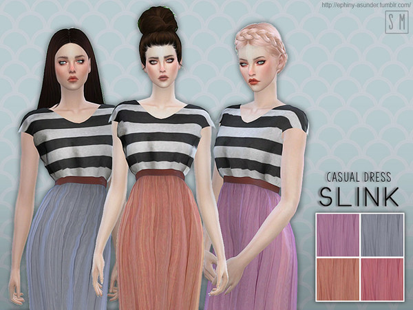 Sims 4 — [ Slink ] - Casual Dress by Screaming_Mustard — A very casual and wearable summer dress. With four colour