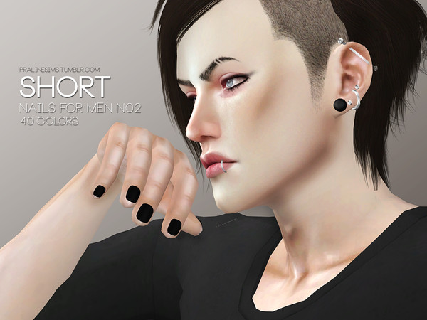 Sims 4 — Short Nails For Men N02 by Pralinesims — Nails for men in 20 colors, which all come in matte or glossy versions.