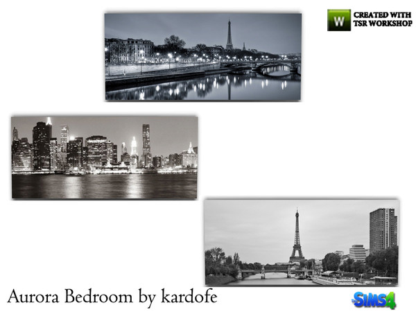 Sims 4 — kardofe_Aurora bedroom_Picture by kardofe — Picture with black and white photo, three different photo options 