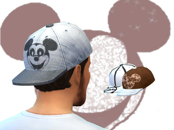 Sims 4 — Mickey Print Male Cap by Bockman — Sims 4 Base Game Recolor 3 color/pattern options 