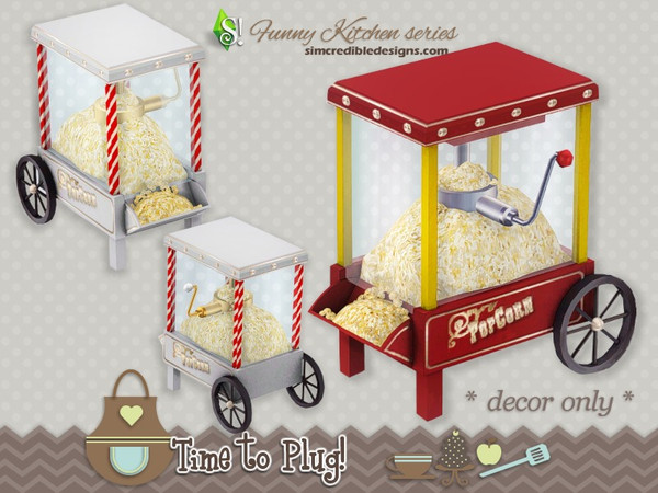 Sims 4 — Funny kitchen - Time to Plug - popcorn maker by SIMcredible! — by SIMcredibledesigns.com available at TSR