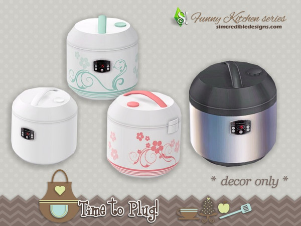 Sims 4 — Funny kitchen - Time to Plug - rice cooker by SIMcredible! — by SIMcredibledesigns.com available at TSR