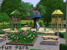 Sims 3 — Fun Park by tibisous — Nice park for kids with several playsets, swingsets, bouncy rides, a treehouse and more.