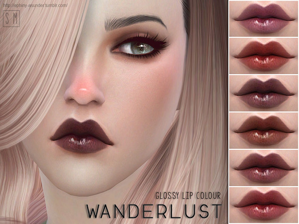 Sims 4 — [ Wanderlust ] - Glossy Lip Colour by Screaming_Mustard — A glossy and dark set of lip colours. For females,