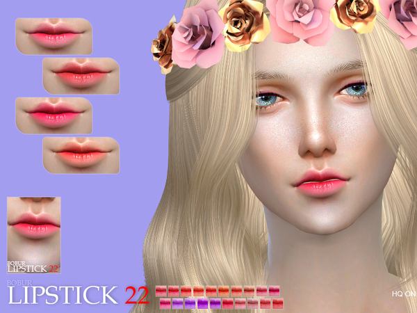 Sims 4 — Bobur Lipstick 22 by Bobur2 — 20 colors custom thumbnails for best results, use HQ mod