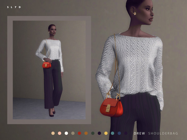 Sims 4 — Drew Shoulder Bag (Left shoulder) by SLYD — - 12 swatches - 5 positions - Category: 'Rings' - Do not use with