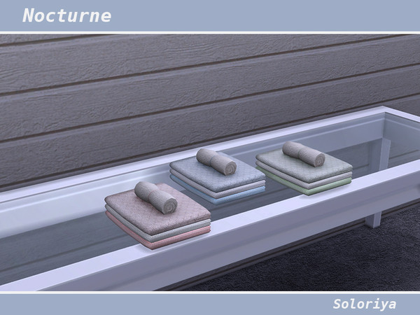 Sims 4 — Nocturne Towels by soloriya — Four towels. Part of Nocturne set. 3 color variations. Category: Decorative -