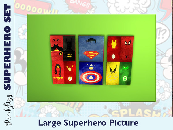 Sims 4 — Pinkfizz Superhero Large Painting by Pinkfizzzzz — For the little superhero sim in your life. Recolouring