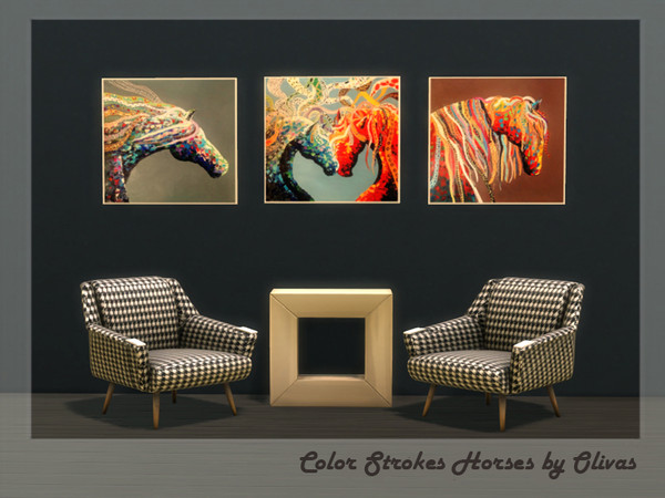 Sims 4 — Color Strokes Horses by olivas2 — Created for: <strong>The Sims 4</strong> Recolor of a base game