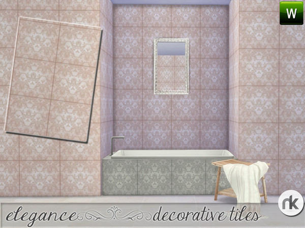 Sims 4 — Elegance Bathroom Decorative Tiles by nikadema — These wall tiles were decorated with a vintage picture
