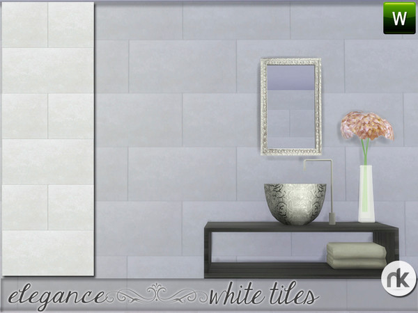 Sims 4 — Elegance Bathroom White Tiles by nikadema — Porcelanic white tiles. These walls are a part of the elegance