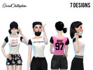 Sims 4 — Black Pink Top - Backyard SP needed by sweetchittaphon — Black Pink Top (7 designes) You can fin the top in