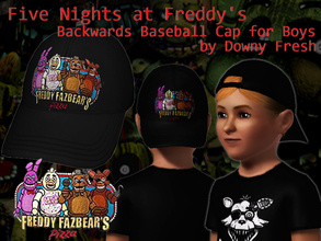 Sims 3 — Five Nights At Freddy's Baseball Cap Head for Boys by Downy Fresh — Backwards baseball cap/short hair mesh for