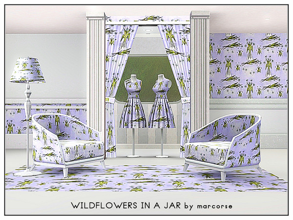 Sims 3 — Wildflowers in a Jar_marcorse by marcorse — Fabric pattern: small bunch of wildflowers in a glass beaker, and