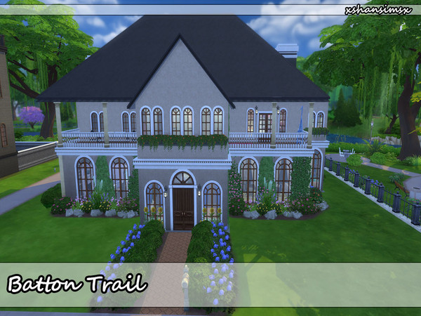 Sims 4 — Batton Trail by naora2 — A large, traditional home with verandas and balconies galore! Interior is modernly