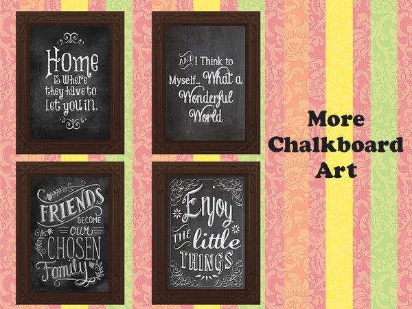 Sims 4 — Chalkboard Art by Rosannep — Recolor of a base game painting