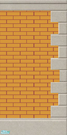 Sims 2 — Sand Brick - Right bordered by simonandy — Uniform brick wall made from sand bricks with stone border to the