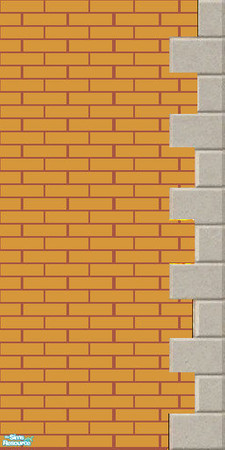 Sims 2 — Sand Brick - Right Edged by simonandy — Uniform brick wall made from sand bricks with stone edging to the right
