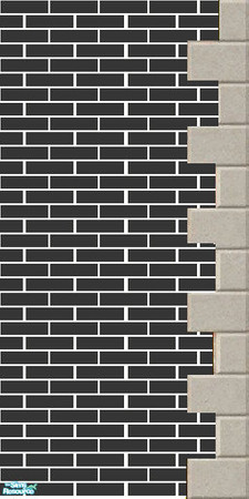 Sims 2 — Black Brick - Right edged by simonandy — Uniform wall made from black bricks with edgeing to the right in stone