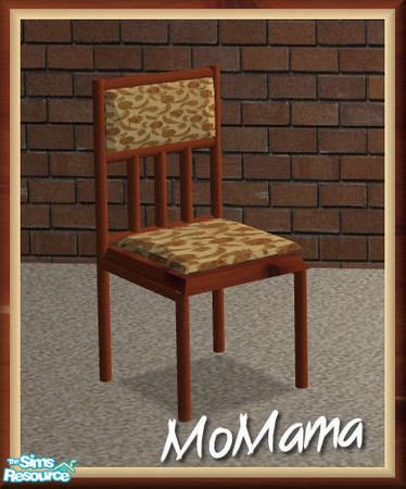 Sims 2 — NK Homeright Living Room - Desk Chair by MoMama — A desk chair in copper and cedar with yellow floral print seat