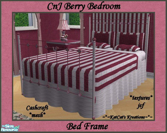 Sims 2 — CnJ Berry Bedroom - Bed Frame by KatCat — Recolor of Cashcraft\'s \"Vintage Charm Bedroom - Bed Mesh\"